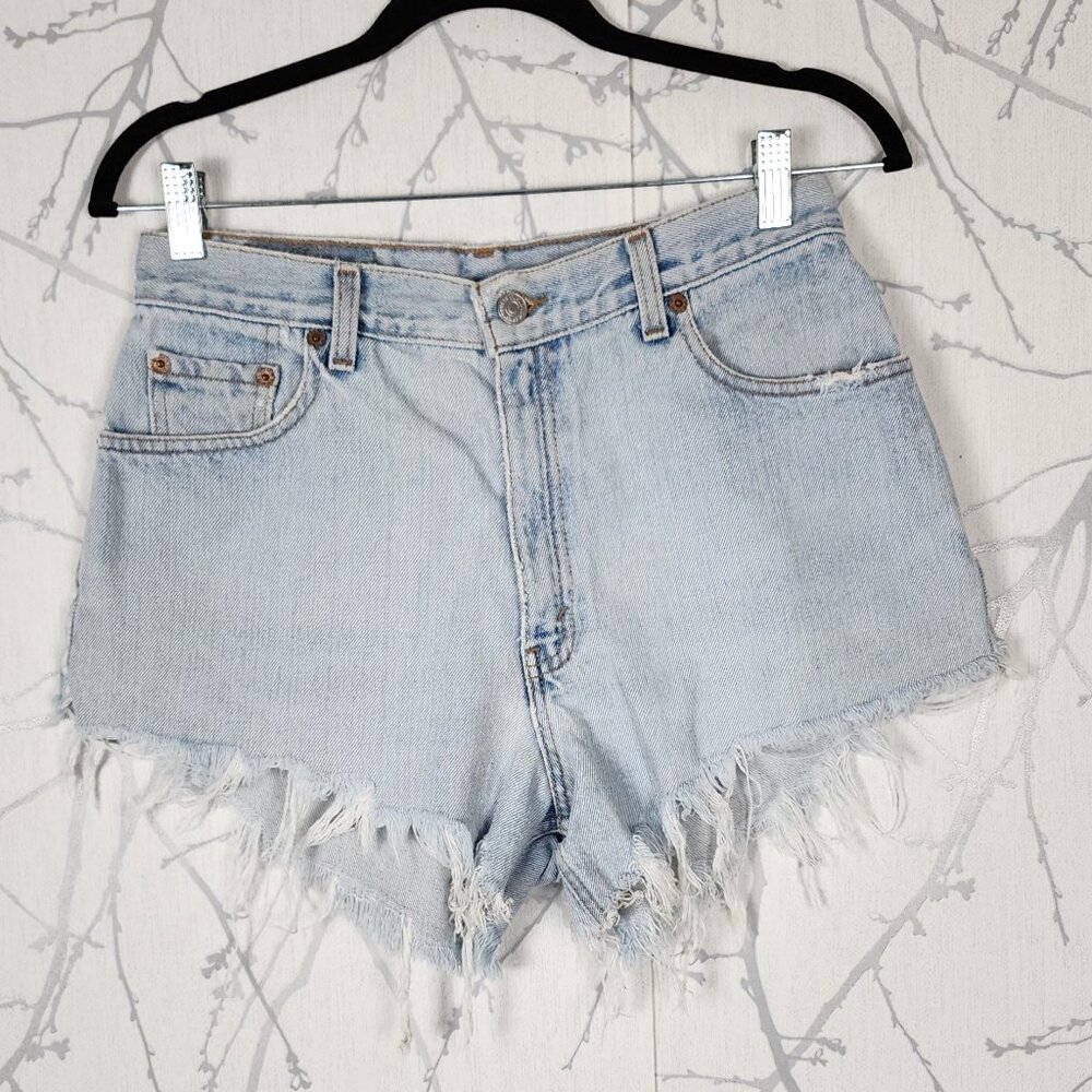 Levi's VTG 550 Light Wash Rigid Denim High Rise Cutoff Jean Shorts